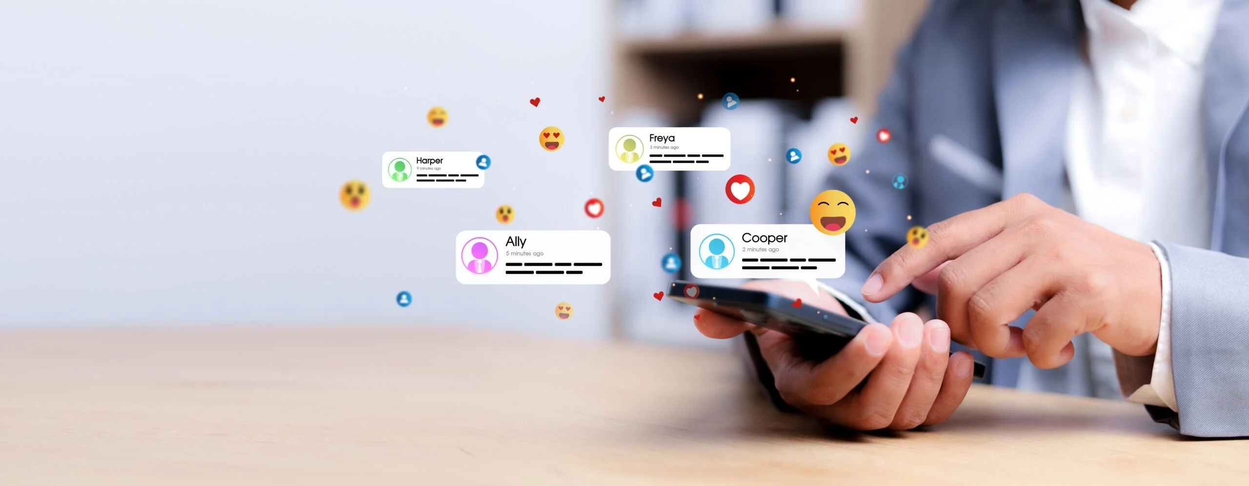 Social media digital online concept man using smart phone with social media online marketing
